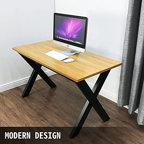 VEVOR Set of 2 Steel Table Legs, 28”Height 24”Wide Dining Table Legs,Heavy Duty 3.1" Square Box Section X Frame Table Legs,28x24x3.1 Inch Black Color Industrial Country Style Metal Dining Legs