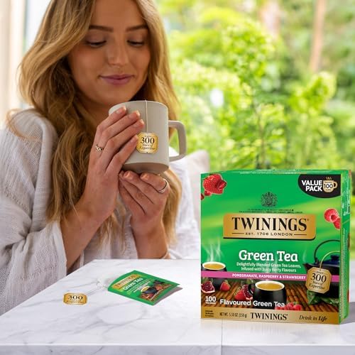Twinings Green Pomegranate, Raspberry & Strawberry Tea Bags 100 CT (1 Pack)