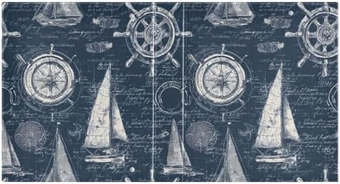 Navy Blue Nautical Theme 3 Ring Binder 1.5 Inch Decorative Hardcover File Folder for School Office Papers Portfolio Planner Organizer Recipe Binders 1 Pc