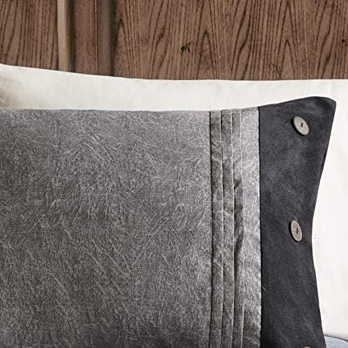 Madison Park Faux Suede King Comforter Set with Bed Skirt, Grey 7pc