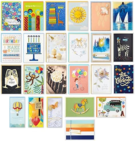 Hallmark Pack of 24 Handmade Assorted Boxed Greeting Cards, Herringbone Pattern—Birthday, Baby Shower, Wedding & All Occasion Greeting Cards Assortment—48 Cards and Envelopes with Organizer Box