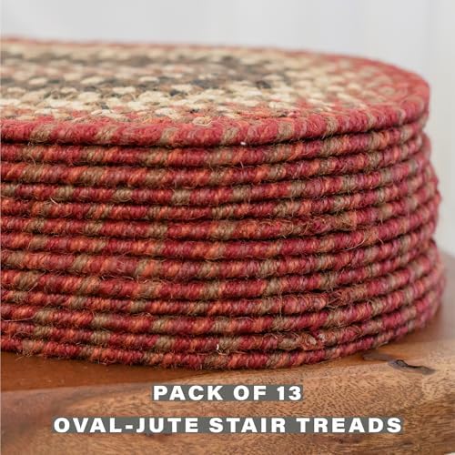 Homespice Chester Jute Braided Stair Treads, Oval 8x28 Set of 13