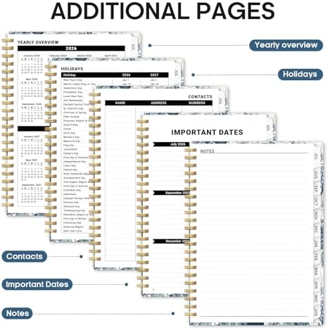 Planner 2026-2027, Jul 2026-Jun 2027 Academic Monthly & Weekly Planner | 6.3" x 8.5" Hardcover Pretty Calendar Planner for Women, Spiral Organizer for School Office Home Supplies, Blue Floral