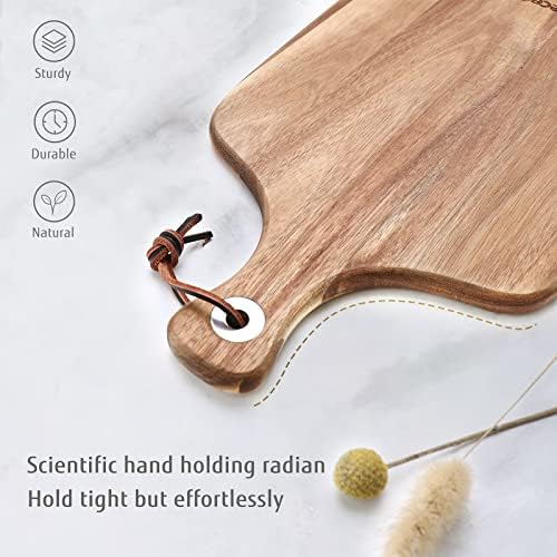 hecef Upgrade Bigger Cheese Board set of 4, a Acacia Wood Cheese Plate and 4 Pcs Knives, Charcuterie Platter Serving Tray for Appetizers, Feast, Housewarming, Cheese Serving