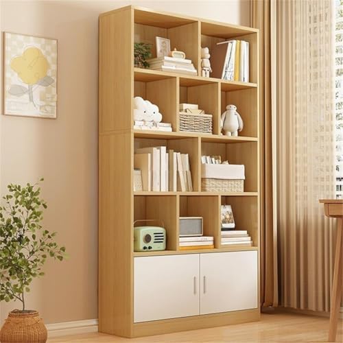 Closed Back Cabinet Wood Standard 9.5'' Wide Bookcase Bookshelf Storage Rack Multi-layered Storage Shelf Cabinet Display Unit Integrated Against the Wall Natural/White 31.5"L x 9.4"W x 70.9"H