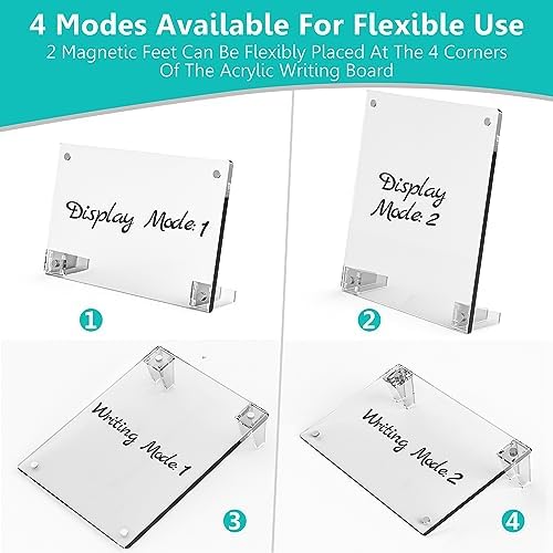 2PCS Clear Acrylic Weekly Dry Erase Board Desktop, 12x8 Small Magnetic Whiteboard with Stand for Desk Calendar Memo Board for Fridge, Office, School, Home
