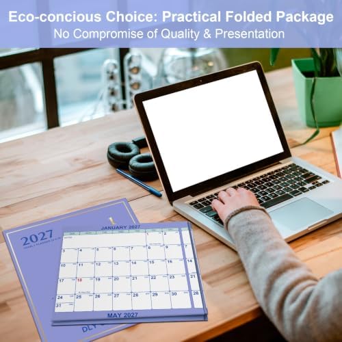 24" x 36" 2027 Wall Calendar 12 Month, Folded Wet & Dry Erasable Planner