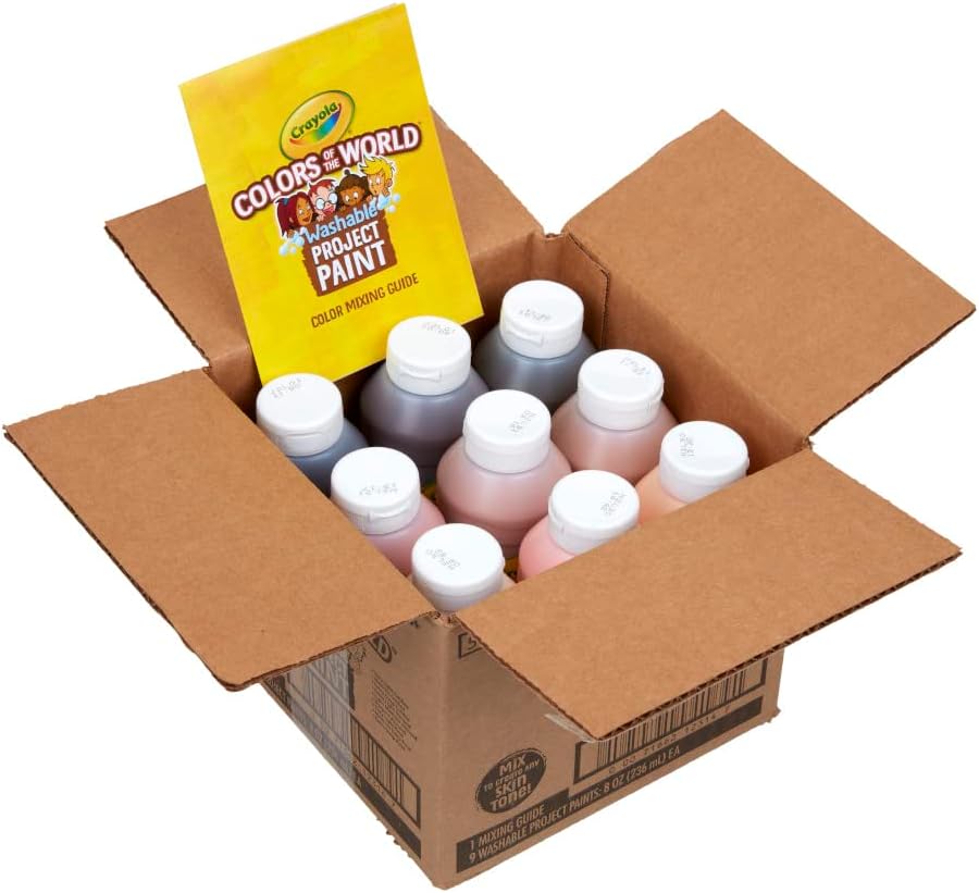 Crayola Colors Of The World Washable Paint - 8oz (9ct), Bulk Skin Tone Paint, Kids Arts & Crafts Supplies, For Teachers & Classrooms