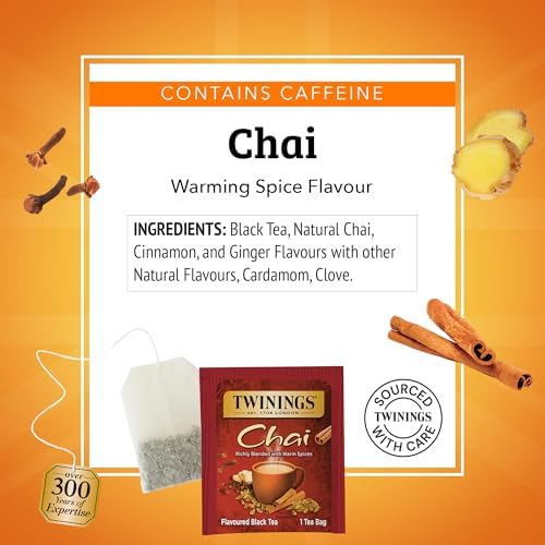 Twinings Chai Spiced Black Tea Bags, 25 CT Box (6 Pack)