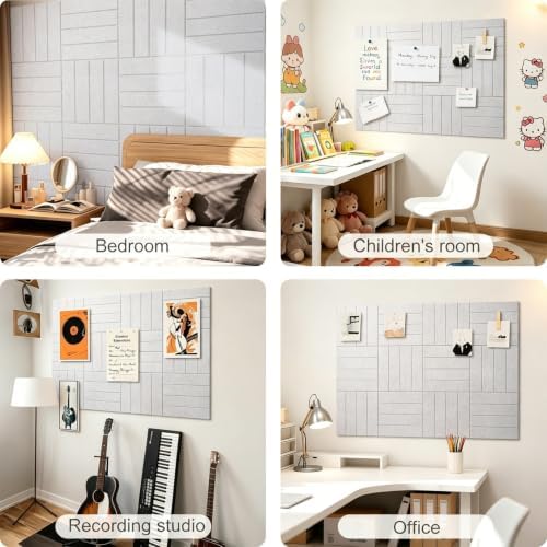 0.47" Thick Felt Wall Tiles 48"x36" Cork Board Alternative 12 Pack 11.81"x11.81"Felt Bulletin Board Pin Board with Removable Adhesive Tape&60 Pushpins for Home Office School(Bold-Light Camel)