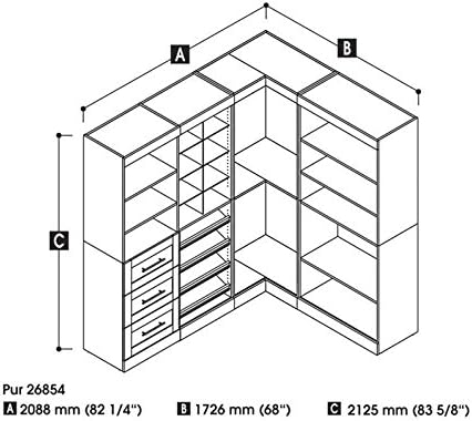Atlin Designs 82" 4-Piece Corner Storage Unit, White Finish, Multi-Storage Cubby, 3-Drawer Set, Adjustable Shelves, Clothing Rods, Shaker Trim, Closet Organizer for Home Office or Bedroom Use