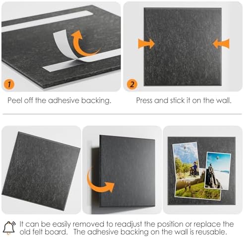 MaxGear Felt Bulletin Board 48" x 36", Dark Gray Felt Wall Tiles Wall Decor