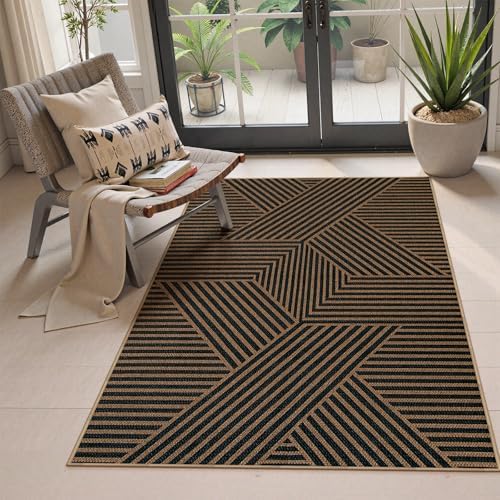 Lahome Geometric Outdoor Easy Jute Rug, 3x5 Indoor Outdoor Front Door Rug