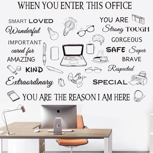 Office Inspirational Wall Decals Positive Sayings Peel and Stick Vinyl Quotes Wall Decor Motivational Teamwork Company Wall Art for Bedroom Study Office Wall Stickers and Murals Decor