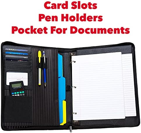 Case-it Zipper Padfolio | Letter Size | 3-Ring Binder | PAD-40 Black