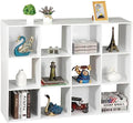 SUPER DEAL 12-Compartment Open Shelf Bookcase, 47 inch Wide Cube Storage Cabinet Wood Cubical Bookshelves Display Unit with 6 Removable Back Panels for Living Room Bedroom, White