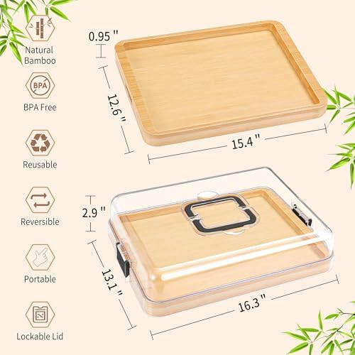 CAWIU Large Charcuterie Board with Lid, Portable Cheese Board & Snack Tray