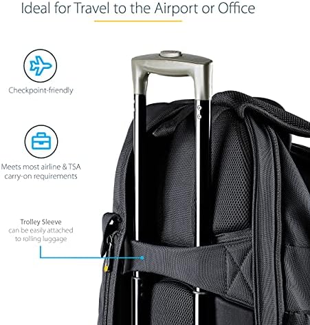 StarTech.com Unisex Backpack, Laptop/Tablet Pockets, Nylon, Black