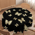 Golden Butterfly Tablecloth, Vintage Luxury Yellow Golden Butterflies Print Table Cloth for Kitchen Dining Coffee Table Outdoor Party Decor, 50x50in