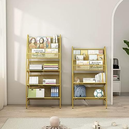 zktoermn Metal Storage Shelves Book, Newspaper, Magazine Storage Rack Storage Shelving Unit Organizer for Laundry Kitchen Bathroom Pantry Closet (Color : Gold, Size : 55x28x115cm)