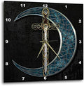 3dRose Wall Clock Silent - 13 inch - A Celtic Moon with a Fantasy Sword. - Creative Studios – Celtic Knot
