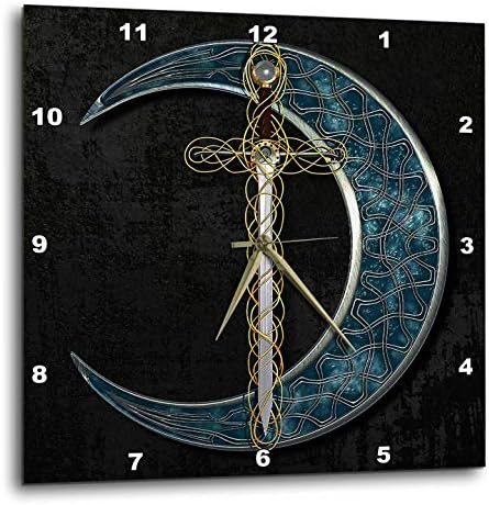 3dRose Wall Clock Silent - 13 inch - A Celtic Moon with a Fantasy Sword. - Creative Studios – Celtic Knot