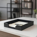 Dacasso Bonded Leather Desktop Tray Luxury Letter Holder & Paper Organizer for Desk, 13.5in x 10.5in x 2.13in, Black