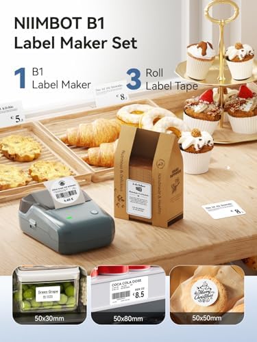 NIIMBOT B1 Label Maker Machine with 3 Tapes, 2Inch Thermal Label Printer