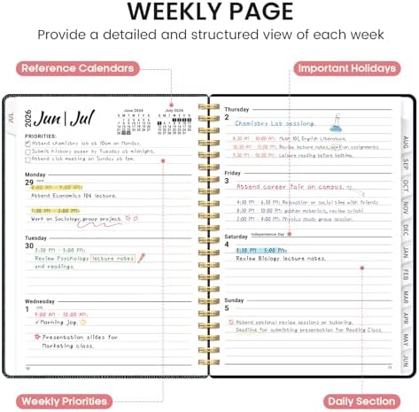 Planner 2026-2027, Jul 2026-Jun 2027 Academic Monthly & Weekly Planner | 8.5" x 11" Hardcover Pretty Calendar Planner for Women, Spiral Organizer for School Office Home Supplies, Garden of Whimsy