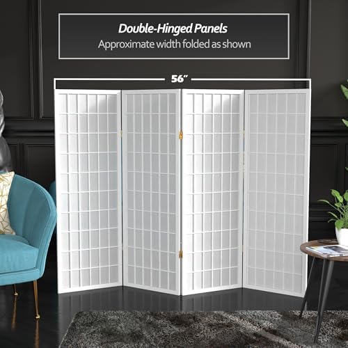 4 ft. Short Window Pane Shoji Screen - White - 4 Panels