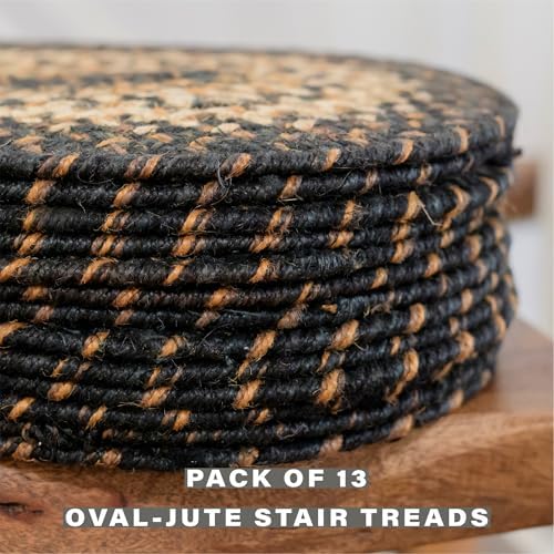 Homespice Kilimanjaro Jute Braided Stair Treads, Oval 8x28 Set of 13
