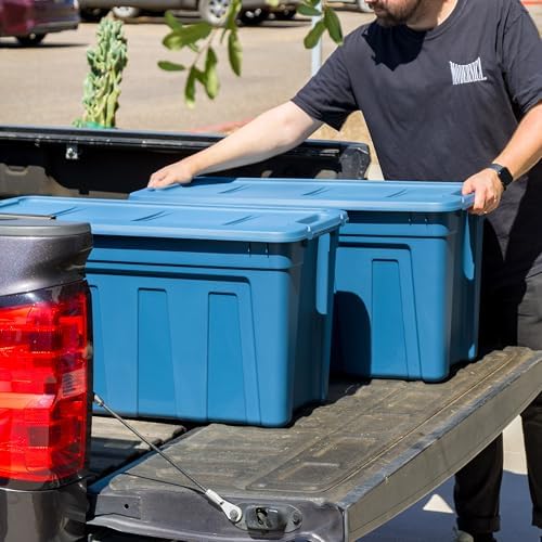IRIS USA 4-Pack 31 Gal Heavy Duty Storage Totes with Lids, Navy