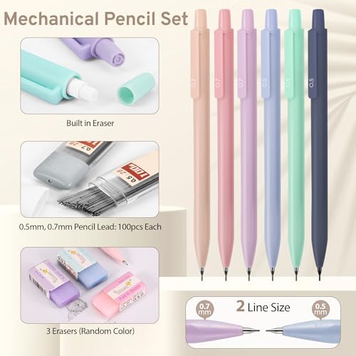 DazSpirit 62PCS Aesthetic Stationery Set with Foldable Pencil Case, Purple