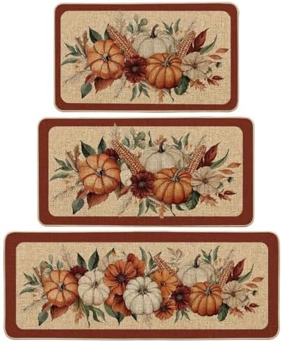 Artoid Mode Corn Fall Kitchen Mats Set of 3-17"x29"+17"x36"+17"x47"