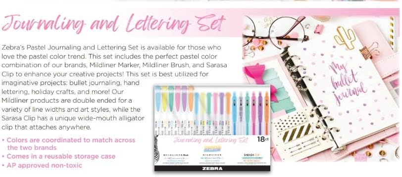 Zebra Pen MILDLINER Highlighter, Brush & SARASA Gel Pen Set, Assorted 18-Pk