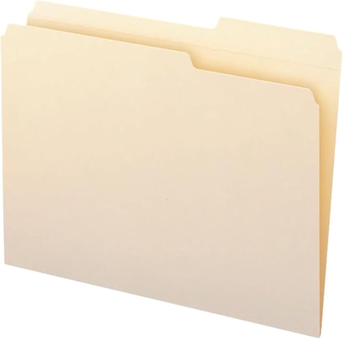 Smead File Folder, Reinforced 2/5-Cut Right Position Tab, Guide Height, Letter Size, Manila, 100 Per Box (10386)