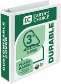 Samsill Plant-Based 3 Inch Durable D-Ring, View Binder, Eco-Friendly, USDA Certified Biobased, White, Pack of 1