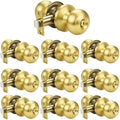 KNOBWELL 10 Pack Privacy Door Knob for Bathroom or Bedroom Door Knobs, Round Interior Door Knobs, Gold Indoor Door Knob, Keyless Door Knob with Lock, Door Handle Lock, Gold