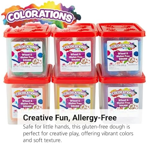 Colorations Wheat & Gluten-Free Dough, 6 Classic Colors, 1.5 lb Each | Non-Toxic, Play Dough, Bulk Set, Sensory Kit, Party Favors, Classroom Pack
