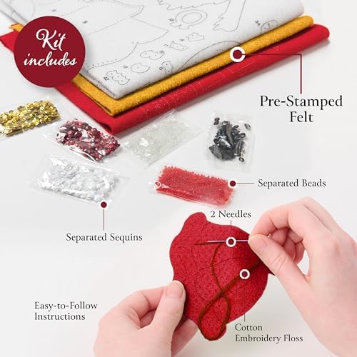Bucilla Felt Applique 18" Stocking Making Kit, Timeless Elegance, Perfect for Holiday DIY Arts and Crafts, 89680E