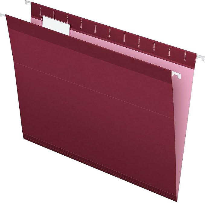 Pendaflex Reinforced Hanging Folders, Letter Size, Burgundy, 1/5 Cut, 25/BX (4152 1/5 BUR)