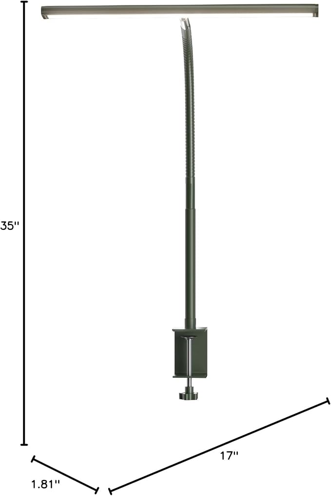 Airlonv LED Desk Lamp with Clamp, 17" Stepless Dimming Light, Green | 2700K-6500K, 100 LEDs, 360° Gooseneck, Fits Up to 30" Monitors, Flicker-Free Lighting for Home Office, Study& Workbench
