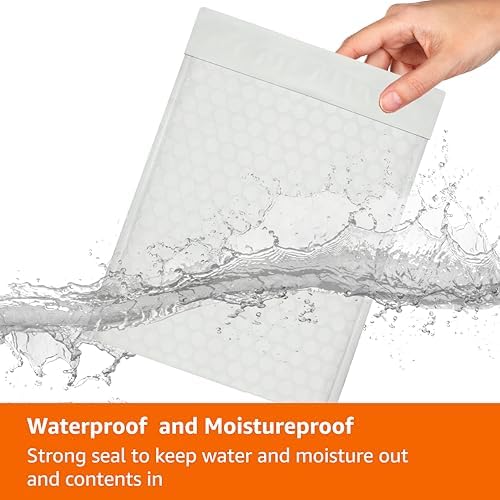 Amazon Basics Poly Bubble Mailer, 8.5" x 12" (Internal Size 8.25" x 11"), Self-Seal, 100-Pack, White/Grey
