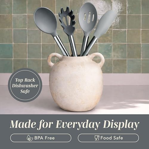 COOK WITH COLOR Silicone Cooking Utensils, Kitchen Utensil Set, Easy to Clean Silicone Kitchen Utensils, Cooking Utensils for Nonstick Cookware, Kitchen Gadgets Set, 10 Pieces, Grey Ombre