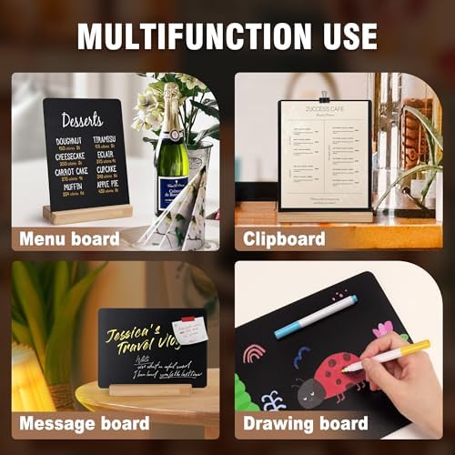 SELEAD Small Chalkboard Words Sign with Wooden Stand - 3 Pack 6x8 Inch