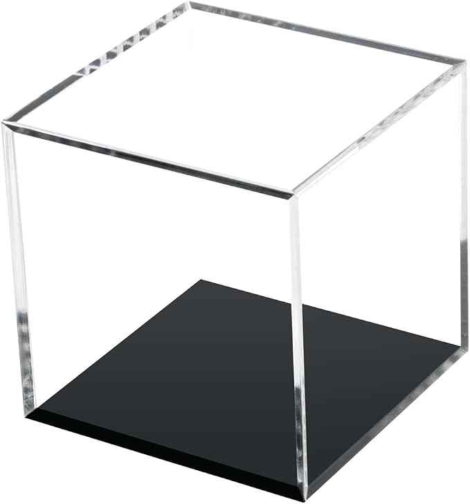 3x3x3Inch Clear Acrylic Boxes for Collectibles Display | Removable Countertop Storage Box Cube Organizer Stand Riser, Dustproof Protection Showcase for Crystals Minerals Slab Fossil