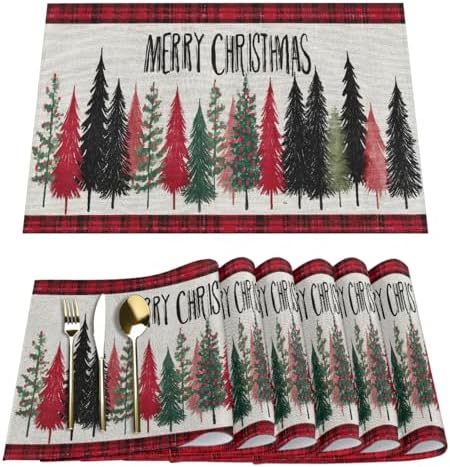 Placemats Set of 6 Washable Linen Place Mats Cloth Table Mats 12x18 Inch