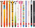 LEGAMI - Set of 13 Erasable Gel Pens with Thermosensitive Erase Ink, coloured ink & fun novelty barrel designs, 0.7mm Tip, Animal Designs, Panda, Llama, Unicorn, etc.