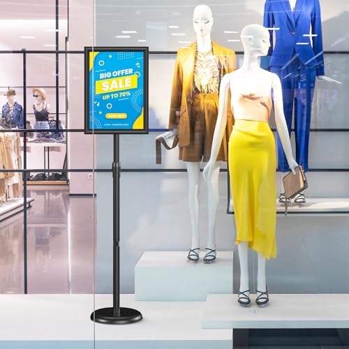 Relx Sign Holder Stand 11*17 inches - Adjustable Floor Standing Sign Holder - Signage Stand with Snap-Open Frame Display for Malls,Schools,Restaurants (black)