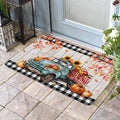 Fall Door Mat Harvest Pumpkin Teal Truck Doormat Sunflower Maple Leaves Wood Plaid Harvest Thanksgiving Welcome Mat Non Slip Entryway Front Rug Floor Mat for Indoor Outdoor Kitchen Autumn 20x32